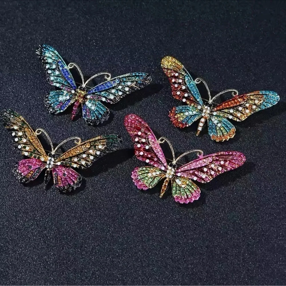 Monarch Blue Ombre Gold Butterfly Brooch
